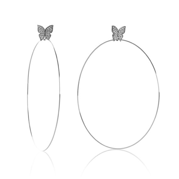 Large White Gold Hoops 570x570 - Evelyn Signature 4" White Gold Hoop Earrings