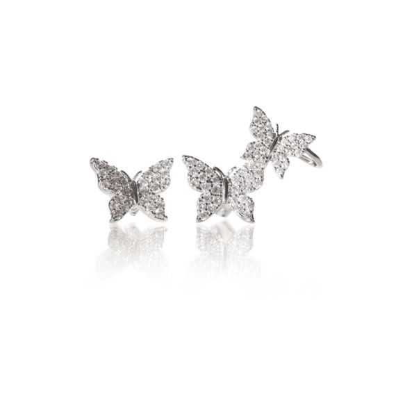 JE 1810001 1 570x570 - BX GLOW Signature Butterfly Studs White Gold Studs Earrings with Asymmetrical Cuff