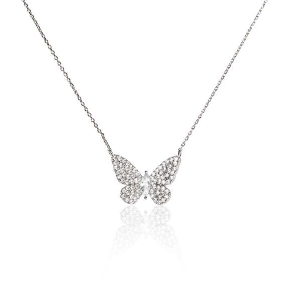 JE 1810009 1 570x570 - BX GLOW Signature Butterfly Necklace White Gold Necklace