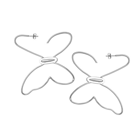 Chunky Butterfly Earring White Gold 570x571 - Chunky Butterfly Earrings 3" Earrings