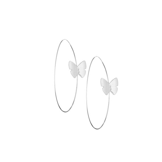 Continuous Butterfly Hoop Earring 2 in White Gold 570x570 - Continuous Butterfly Hoop 2" Earrings