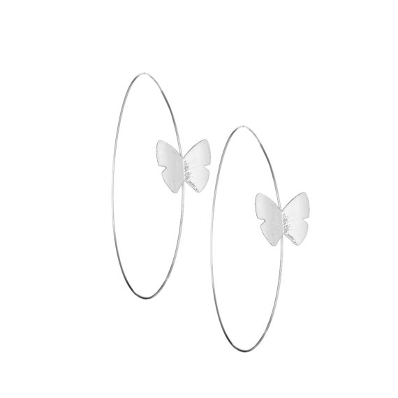 Continuous Butterfly Hoop Earring 4 in White Gold 570x570 - Continuous Butterfly Hoop 4" Earrings
