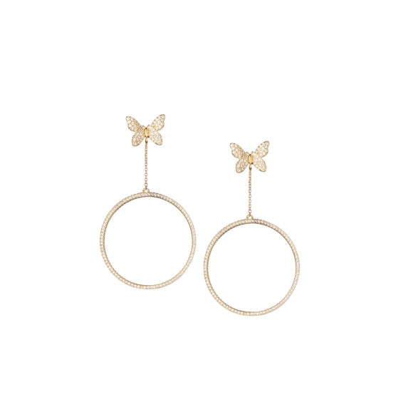 Signature Pave Drop Earrings 2 in Yellow Gold 570x571 - Signature Pave Drop Earrings 2.5" Earrings