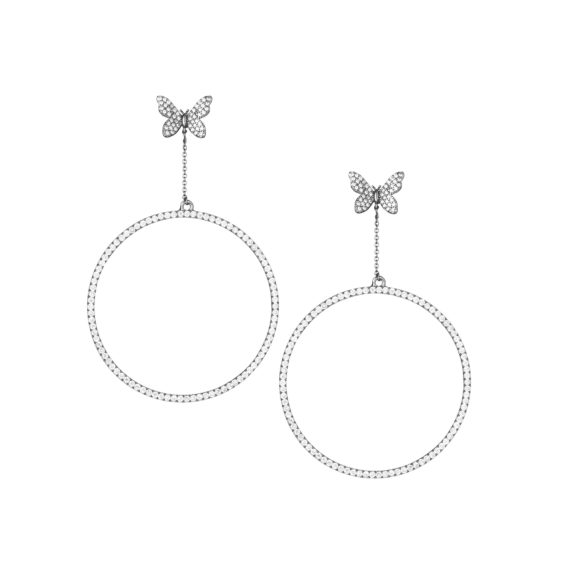 Signature Pave Drop Earrings 3.5 in White Gold 570x571 - Signature Pave Drop Earrings 3.5" Earrings
