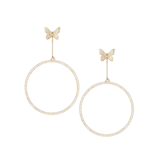 Signature Pave Drop Earrings 3.5 in Yellow Gold 570x571 - Signature Pave Drop Earrings 3.5" Earrings